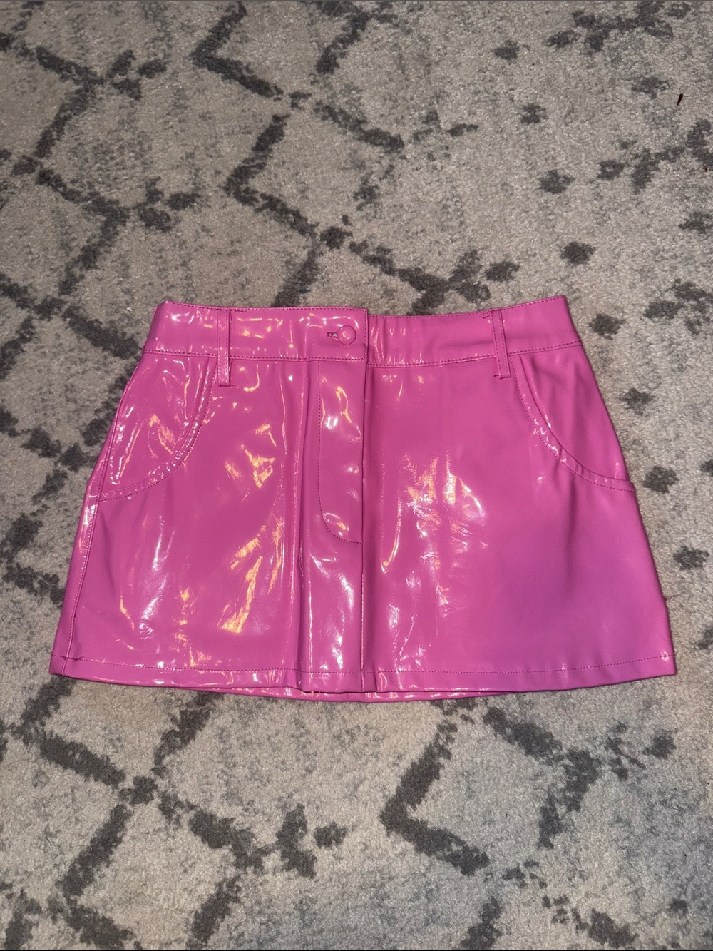 Fashion Nova Glossy Pink Vinyl Mini Skirt